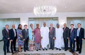 Photo: When Lekki Deep Sea Port Developers Met Buhari President Buhari with L-R: Xu Huajiang, GM China Harbour Engineering Company (CHEC), Nuan Nahata, CEO Lekki Port, Adesuwa Ladoja, Relationship Director Lekki Port, Rotim Amaechi, Transportation Minister, Lin Yichong, Chairman CHEC, Mohan Vasurani, Chairman Tolaram Group, Haresh Aswani, MD Africa Tolaram Group, Li Yi, VP CHEC, Governor Akinwunmi Ambode of Lagos State, Zhang Wenfeng, MD CHEC Nigeria…during the meeting…