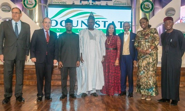 Professor Yemi Osinbajo, with the Ogun State Governor, Ibikunle Amosun, former Mexican President Felipe Calderon, Finance Minister Kemi Adeosun, Agriculture Minister Audu Ogbeh and other State officials at the summit…