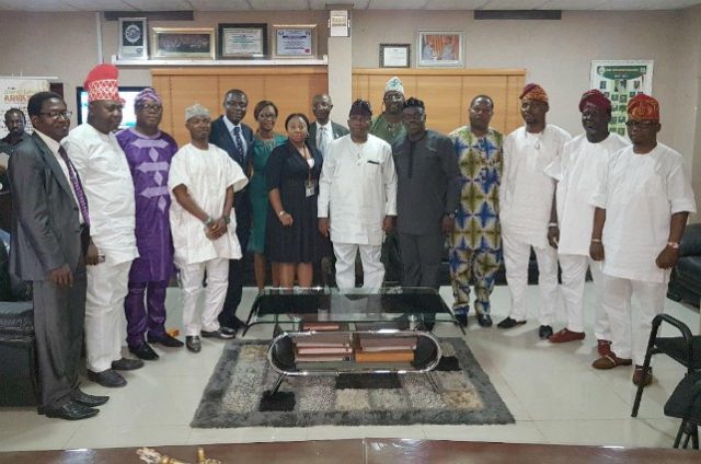 Mr Seye Oyeleye and his team at the Ogun State House of Assembly Complex, Abeokuta...
