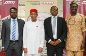 Photo: Shell Nigeria Gas Team Visits Manufacturers’ Association Of Nigeria L-R: Business Development Manager, Shell Nigeria Gas, James Makinde; President, Manufactures Association of Nigeria (MAN), Dr. Frank Udemba Jacobs; Managing Director, Shell Nigeria Gas, Ed Ubong; and Director General, MAN, Mr. Segun Ajayi Kadir, during the visit when Nigeria’s industrialisation through domestic gas utilization was discussed...