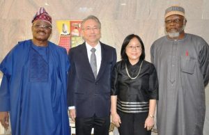 Photo: Oyo Governor Hosts The Ambassador Of Thailand From left, Oyo State governor, Senator Abiola Ajimobi, Thailand Ambassador, Mr Wattana Kunwongse his wife, Mrs Sumon Kunwongse and Chairman/Chief Executive NDLEA, Col. Muhammed Abdallah during the visit…