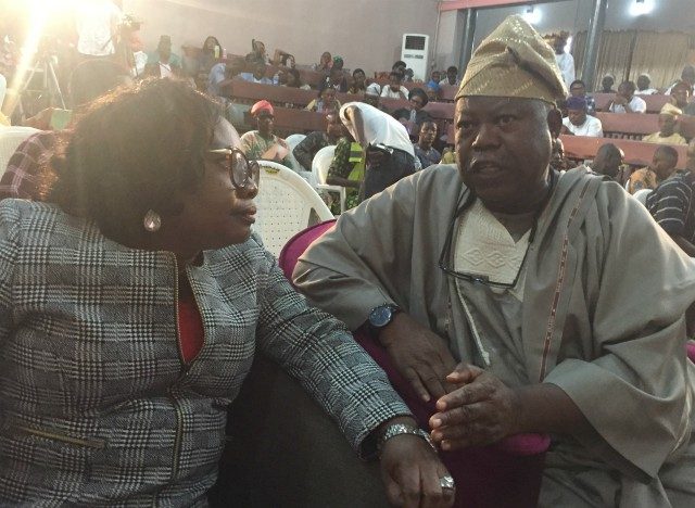 Late Dipo Famakinwa's wife, with Chief Ayo Afolabi of Afenifere Renewal Group...at the occasion...