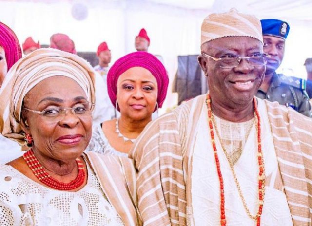 The Celebrant, Chief Ayo Adebanjo with his ageless wife, Mrs Christiana...