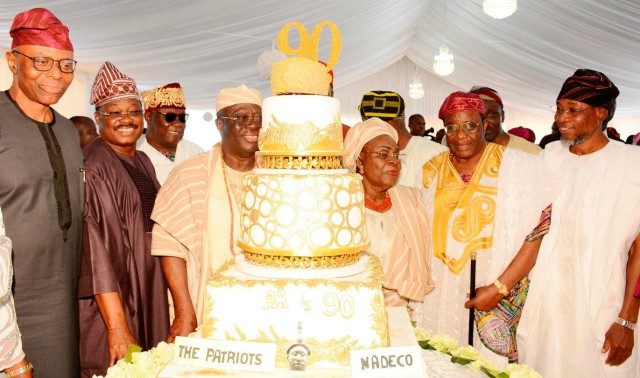 L-R: Dr Olusegun Mimiko, Senator Abiola Ajimobi, Chief Ayo Adebanjo and his wife with others at the event...