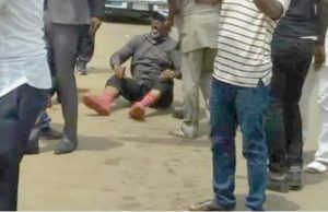 Despite Drama, Dino Melaye Rearrested By Police ...Senator Dino Melaye...on the floor in Abuja on Tuesday after his 'escape drama'...