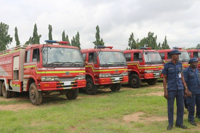 ...the newly refurbished fire fighting vehicles in Osun State...