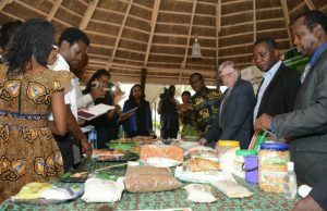 More Than Double Cassava Production Needed By Africa To Feed Herself By 2050 R-L: GCP21 Director Designate, Prof. Malachy Akoroda; GCP21 Conference Communication Coordinator, Godwin Atser; GCP21 Director, Dr Claude Fauquet; and journalists during the exhibition of cassava products in Lagos…
