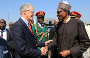Photo: Buhari Departs London After CHOGM President Muhammadu Buhari...right, just before he left London, with others...