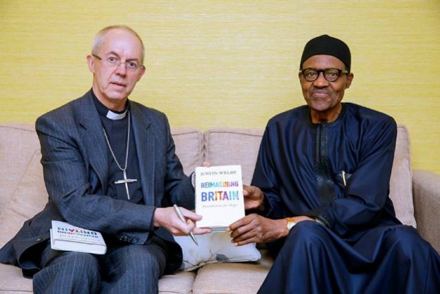 Archbishop Justin Welby, left, with President Muhammadu Buhari...