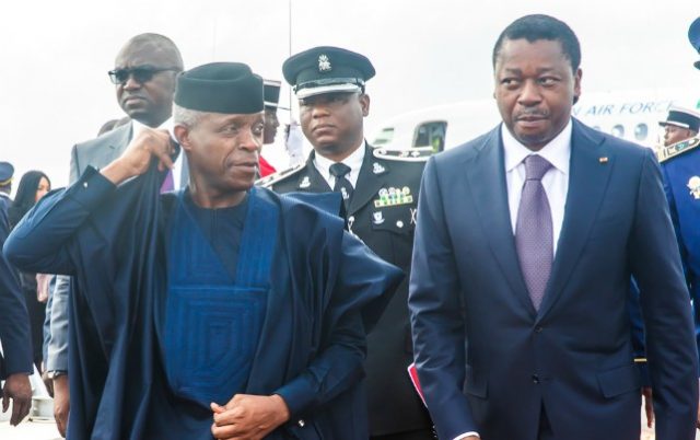 Vice President Osinbajo received on arrival at the airport by Togolese President Faure Gnassingbe for the meeting in Lome…