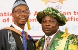 Ambode Attends LASU’s 22nd Convocation, Adopts Best Graduating Student Governor Akinwunmi Ambode, right, with the overall best graduating student of Lagos State University (LASU), Ogunsanya Fuhad Adetoro...