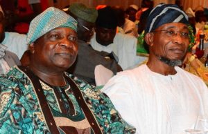 Stage Set For Another Oyinlola, Aregbesola Battle In Osun State As Okuku-Born Politician Quits APC Officially Governor Rauf Aregbesola, right, and his predecessor in Osun State, Prince Olagunsoye Oyinlola...when the going was briefly smooth... Are we expecting another epic political battle ahead?