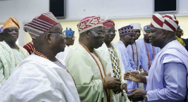 Governor Akinwunmi Ambode, right, with the traditional rulers...