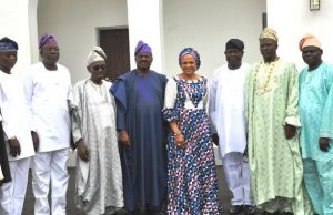 Photo: When Ibarapa Elders Paid Thank-You Visit To Ajimobi Oyo State governor, Senator Abiola Ajimobi, his wife, Florence (middle) and leaders from Ibarapa, lead by Chief Timothy Jolaoso (third left) during their thank you visit…