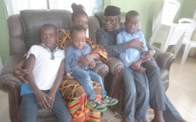 Dr Kayode Fayemi, with the family left behind by late Kole Ajayi...