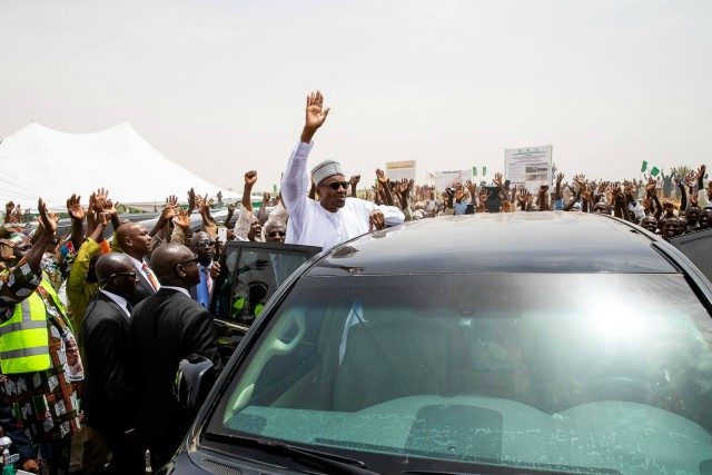 President Muhammadu Buhari, with teeming supporters in Jigawa State...
