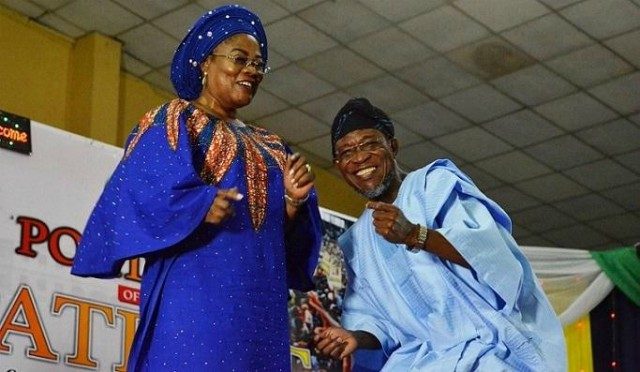 Governor Rauf Aregbesola, right, with his deputy, Mrs Grace Titilayo Tomori...
