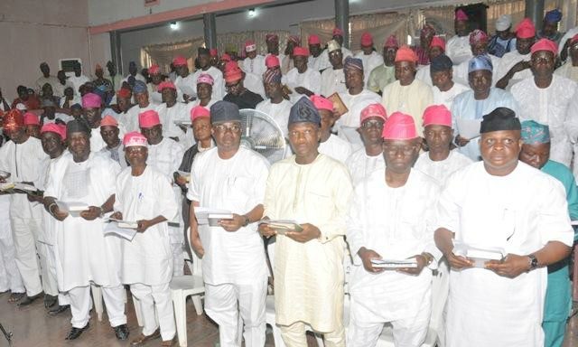 ...cross section of newly elected LG Chairmen in Oyo State...right is Hon Abass Alesinloye...