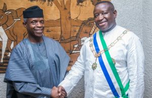 Photo: Osinbajo Attends President Of Sierra Leone’s Inauguration Vice President Yemi Osinbajo, SAN with President Julius Maada Bio of Sierra Leone shortly after the inauguration ceremony…