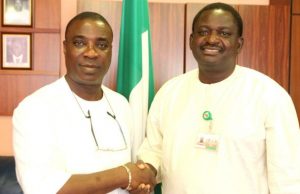 King Wasiu Ayinde Marshal Visits Femi Adesina In Aso Rock King Wasiu Ayinde Marshal, left, with Femi Adesina...