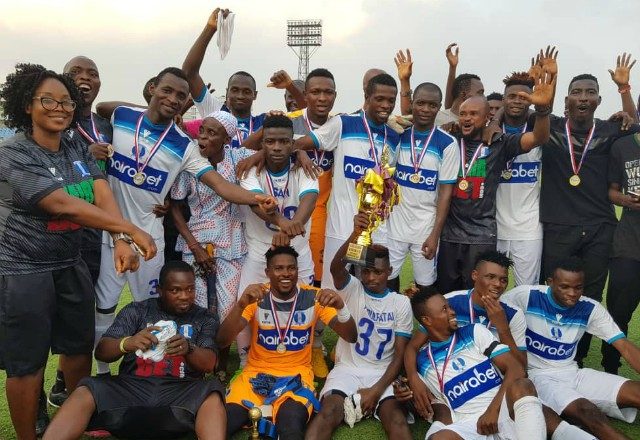 ...jubilant 3SC footballers after emerging champions...