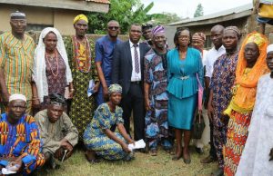 IUFMP Hands Over Contractors On 13 Priority Sites, Benefiting Communities Joyous IUFMP's Dayo Ayorinde, middle, with community leaders and others...