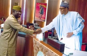 Photo: Buhari Bids Fayemi Farewell As He Bows Out Of FEC Former Minister of Solid Minerals, Dr Kayode Fayemi, left, with President Muhammadu Buhari...