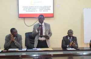 Curriculum Review: Technical University Management Meets Partners, Industry The Vice Chancellor of the Technical University, Professor Ayobami Salami, middle, addresses the meeting..