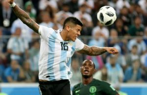 Referee Denies Super Eagles Clear Penalty Because It’ll Get Argentina Out Of World Cup -Drogba Marcos Rojo, the Argentine player doing his stuff...