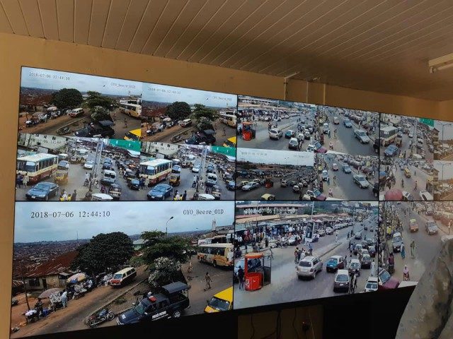 CCTV close up on Beere, the centre of Ibadan…as captured from the communications control room of the security project…