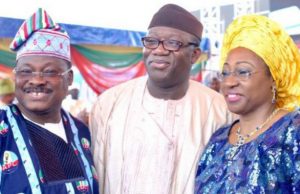 Ajimobi Hails Fayemi’s Victory, Says ‘It’s A Demonstration Of People’s Faith In APC Governor Abiola Ajimobi of Oyo State, left, with Dr Kayode Fayemi and his wife, Bisi…