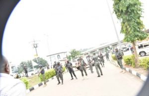 Fayose Cries Out, Says Police Intimidation In Ekiti’s Worrisome ...Governor Ayodele Fayose, left, confronting the security agents...on Wednesday...
