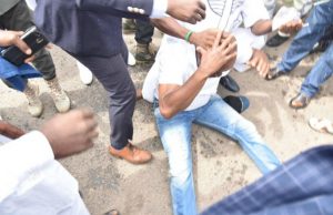 Reported Attack On Fayose: Ekiti Monarchs Flay Police’ Action …Governor Ayodele Fayose, on the floor after being allegedly tear-gassed’ by security agents…