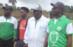 Oyo Govt Hails Ilaji Stadium Owner For Promoting Female Soccer R-L: Chairman, Ilaji Stadium and Resort Center, Engr. Dotun Sanusi, Commissioner for Land and Housing, Isaac Omodewu, a guest and Commissioner for Touth and Sports, Yomi Oke at the event…