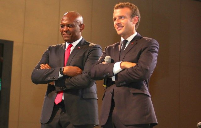 President Macron at TEF Interactive Session 4: The President of the French Republic, Mr. Emmanuel Macron and Founder, Tony Elumelu Foundation and Chairman of UBA Group, Mr. Tony O. Elumelu listening to an entrepreneur at the interactive session with President Macron and young African entrepreneurs hosted by the Tony Elumelu Foundation, in Lagos during the French leaders’ trip to Nigeria…