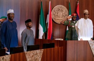 Roads, Mining Data Projects: N230b Okayed By FEC President Muhammadu Buhari, right, at the NEC meeting on Wednesday...