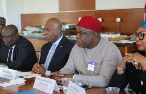 Photo: Saraki, Others At Roundtable Conference In America L-R: Senate Minority Whip, Senator Philip Aduda, Senate Leader, Senator Ahmad Lawan, President of the Senate, Dr. Abubakar Bukola Saraki, Chairman, House Committee on Freedom of Information, Hon. Gabriel Okoye Onyenwife and Chairman, Senate Committee on Non-Governmental Organizations and Diaspora, Senator Rose Oko during the roundtable…