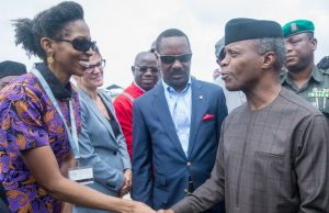 Photo: Osinbajo Visits Lagos Deep Offshore Logistic Base Ag. President Osinbajo, right, with MD LADOL Free zone, Dr. Amy Jadesimi…during the visit…