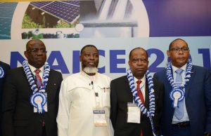 Photo: SNEPCo Topshots Add Colour To SPE Annual Conference L-R; Managing Director,; Vice Chairman/CEO, Emerald Energy Resources, Jude Amaefule; outgoing Chairman, Nigeria Council of the Society of Petroleum Engineers, Chikezie Nwozu, after a panel Session at the SPE Annual Conference and Exhibition in Lagos …on Wednesday