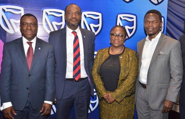 L-R: Chief Executive, Stanbic IBTC Bank, Dr Demola Sogunle; Executive Director, Personal & Business Banking, Stanbic IBTC Bank, Mr. Babatunde Macaulay; Country Head , Human Capital, Stanbic IBTC, Olufunke Amobi; and Partner & Lead, Digital Transformation Technology, KPMG, Boye Ademola; at Stanbic IBTC Bank PLC’s 2018 Work Place Banking Seminar in Lagos recently…