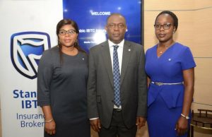 Nigerians Urged To Take Up More Insurance Policies Head, Business Development, Ibiyemi Mezu; Chief Executive, Anselem Igbo; and Chief Operating Officer, Sakeenat Bakare; all of Stanbic IBTC Insurance Brokers Limited, at the media parley organized by the broker in Lagos recently…