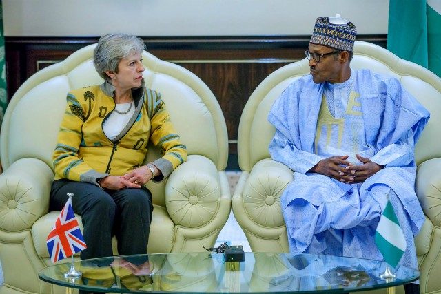 Theresa May and Muhammadu Buhari