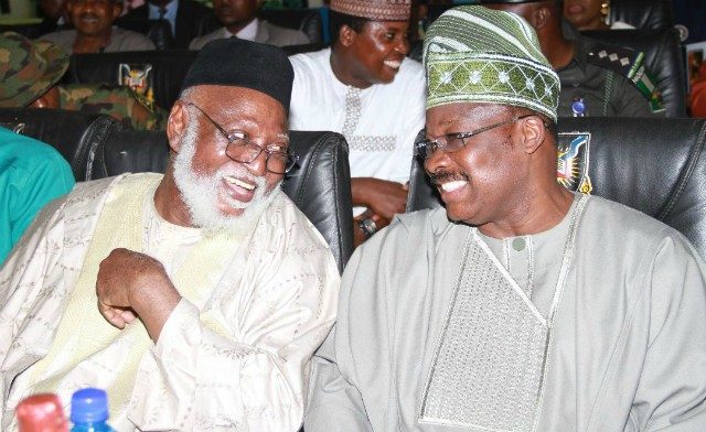 Governor Abiola Ajimobi of Oyo State, right, with General Abdulsalami Abubakar...at the event...
