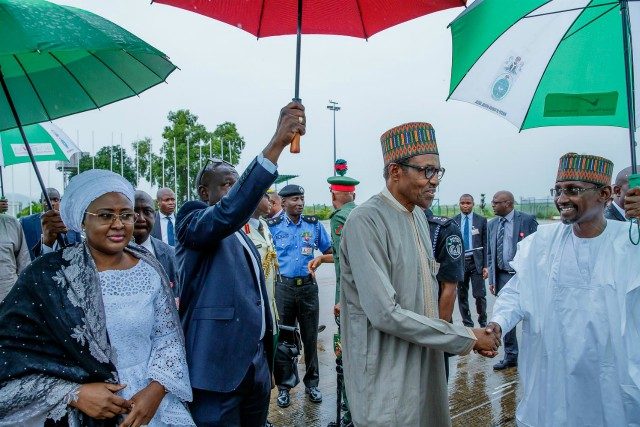 President Buhari accompanied by his wife Aisha and others…on their way to New York on Sunday…
