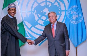 Photo: When Buhari Met With UN’s Secretary General In New York President Muhammadu Buhari, left, with UN's Sec-Gen, Mr Antonio Guterres