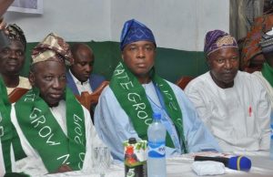 Saraki To Nigerians: Stop Using Sentiment To Vote People Into Power L-R: PDP chieftain, Saka Balogun, Senator Bukola Saraki and PDP Chairman, Kunmi Mustapha at the event