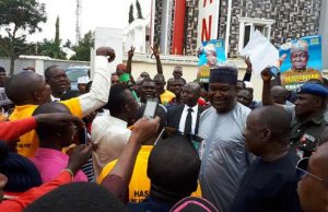 Jubilation As Olawepo-Hashim Picks ANN Presidential Nomination Form Gbenga Olawepo-Hashim...with his supporters at his party's Secretariat...