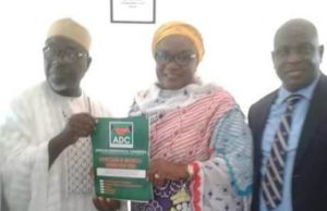 Senator Monsurat Leads Other Lawmakers To Obtain ADC Expression Of Interest And Nomination Form Senator Monsurat Sunmonu, middle, displaying her form...