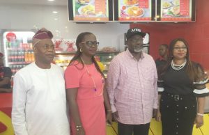 Mr Bigg’s Opens New Outlet At Challenge, Ibadan L-R: Dr Femi Babalola, a guest, Mr Toye Arulogun and Mrs Joan Ahekwaba...at the event...