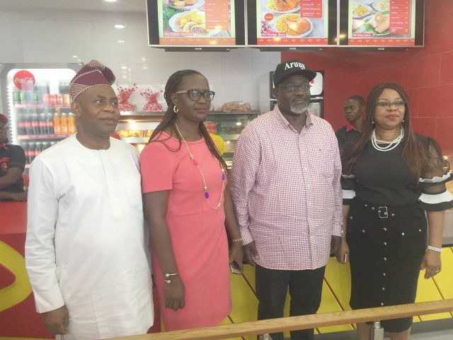 L-R: Dr Femi Babalola, a guest, Mr Toye Arulogun and Mrs Joan Ahekwaba...at the event...